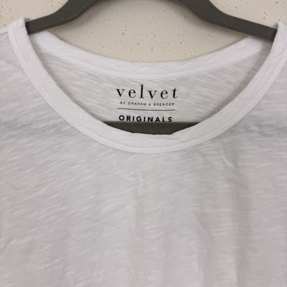 Velvet By Graham Spencer Tunic T-Shirt Sz Large Short Sleeve Tee White Cotton - Picture 2 of 6